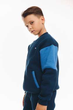Дитячий спортивний утеплений костюм Kindamor Little Explorer Blue, фліс, на змійці, для хлопчика