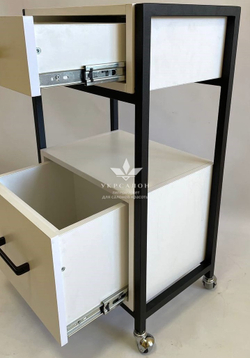 Тележка с двумя ящиками ЛДСП с черным каркасом