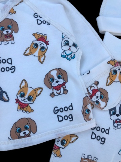 Комплект 3в1: льоля, повзунки, шапочка "Принт", інтерлок ТМ “Happy” (56 см)