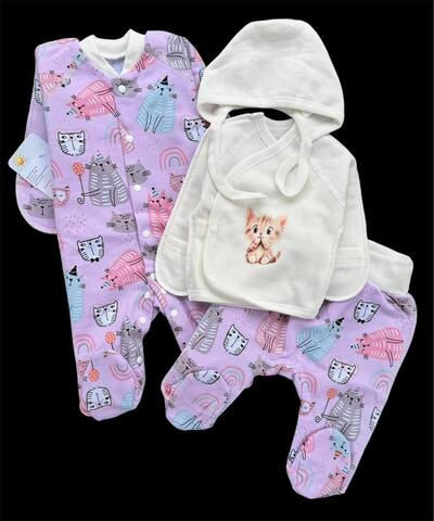 Комплект 4в1: чоловічок, льоля, повзунки, шапочка "Кошеня", футер ТМ "Happy ТoТ"