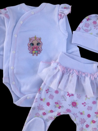 Комплект 3в1: боді з довгим рукавом, повзунки, шапочка "Принт", інтерлок ТМ "Happy ToT"