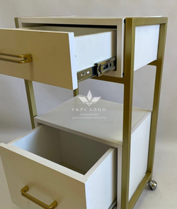 Візок із двома ящиками ЛДСП із золотим каркасом