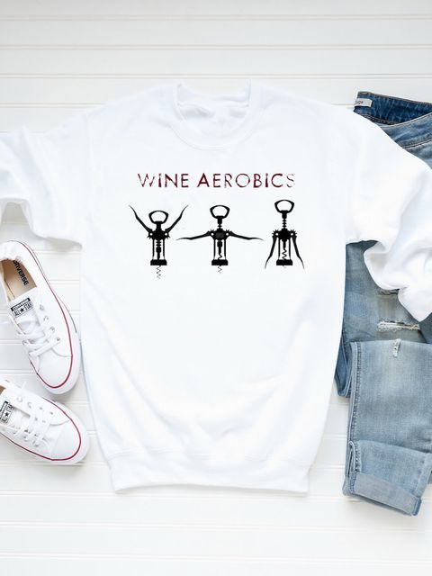 Світшот жіночий білий Wine aerobics ZuZu