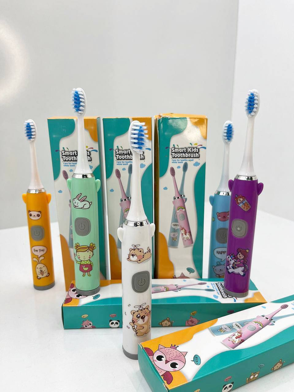 Электрическая детская зубная щётка (зеленый)