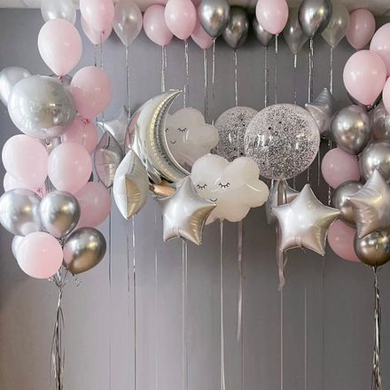 Кульки на виписку дівчинки у пастельних відтінках