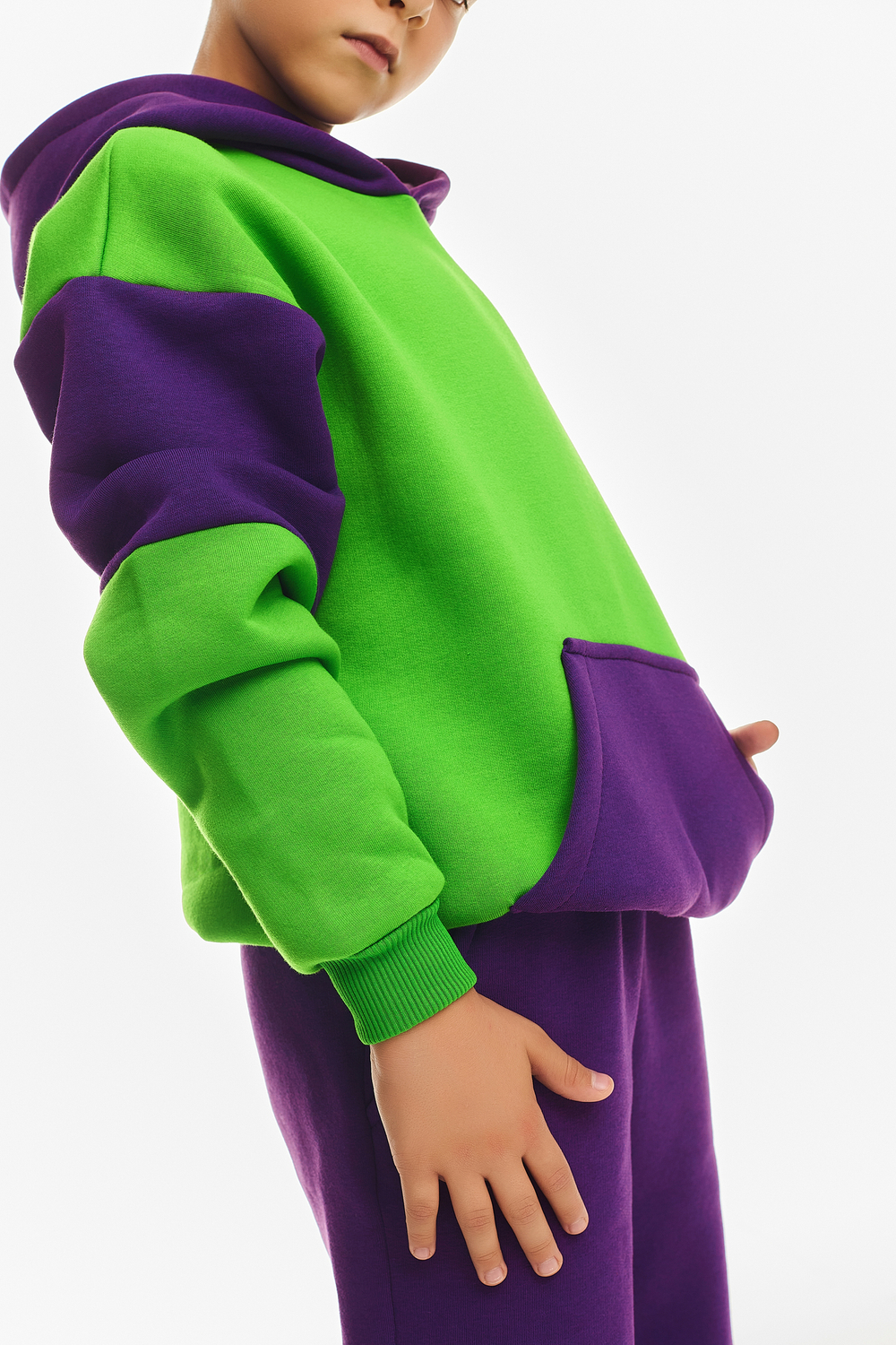 Дитячий спортивний утеплений костюм Kindamor Active Heat Purple/Green, фліс для хлопчика