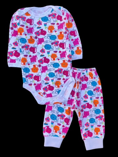 Костюм 2в1: боді з довгим руковом, штани "Принт", бавовна "Cool"