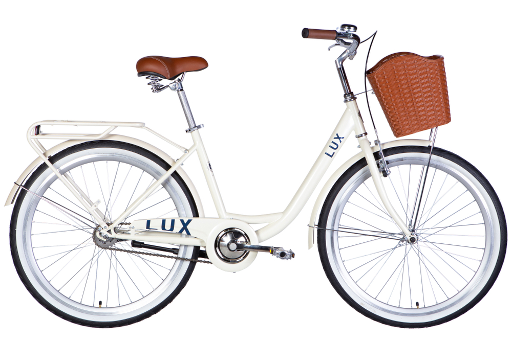 Велосипед городской 26 дюймов Dorozhnik Lux Velosteel 2025 с корзиной и багажником, рама 17"