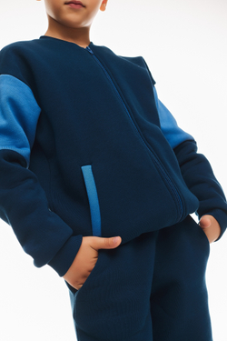 Дитячий спортивний утеплений костюм Kindamor Little Explorer Blue, фліс, на змійці, для хлопчика