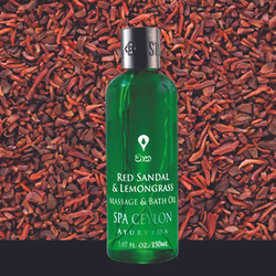 Олія для масажу та прийняття ванни червоний сандал та лемонграс 150 мл, spa ceylon