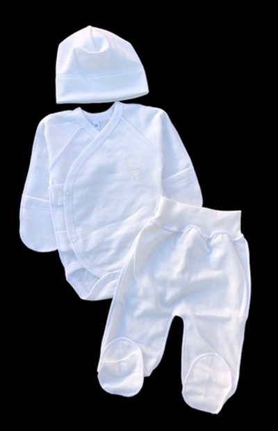 Комплект 3в1: боді з довгим рукавом, повзунки, шапочка "Ведмедик", футер ТМ "UA" (56 см)