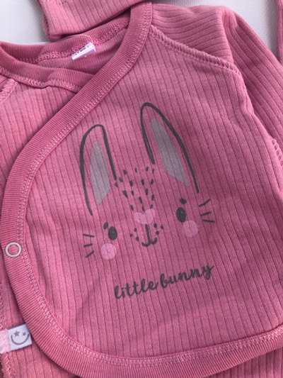 Комплект 3в1: сорочечка, повзунки, шапочка "Mom loves me", мустанг (трикотаж рубчик) ТМ "Sweet Mario" (56 см)