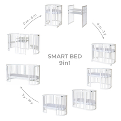 Детская кроватка-трансформер Ingvart Smart Bed 9 в 1 Round (72*72) со звездочками