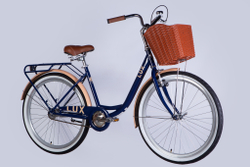 Велосипед городской 26 дюймов Dorozhnik Lux Velosteel 2025 с корзиной и багажником, рама 17"