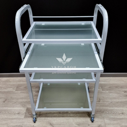 Косметологическая тележка стекло R-4v white