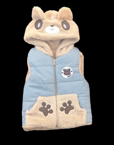 Жилетка з капюшоном "Bear", плащівка, махра (80 см)