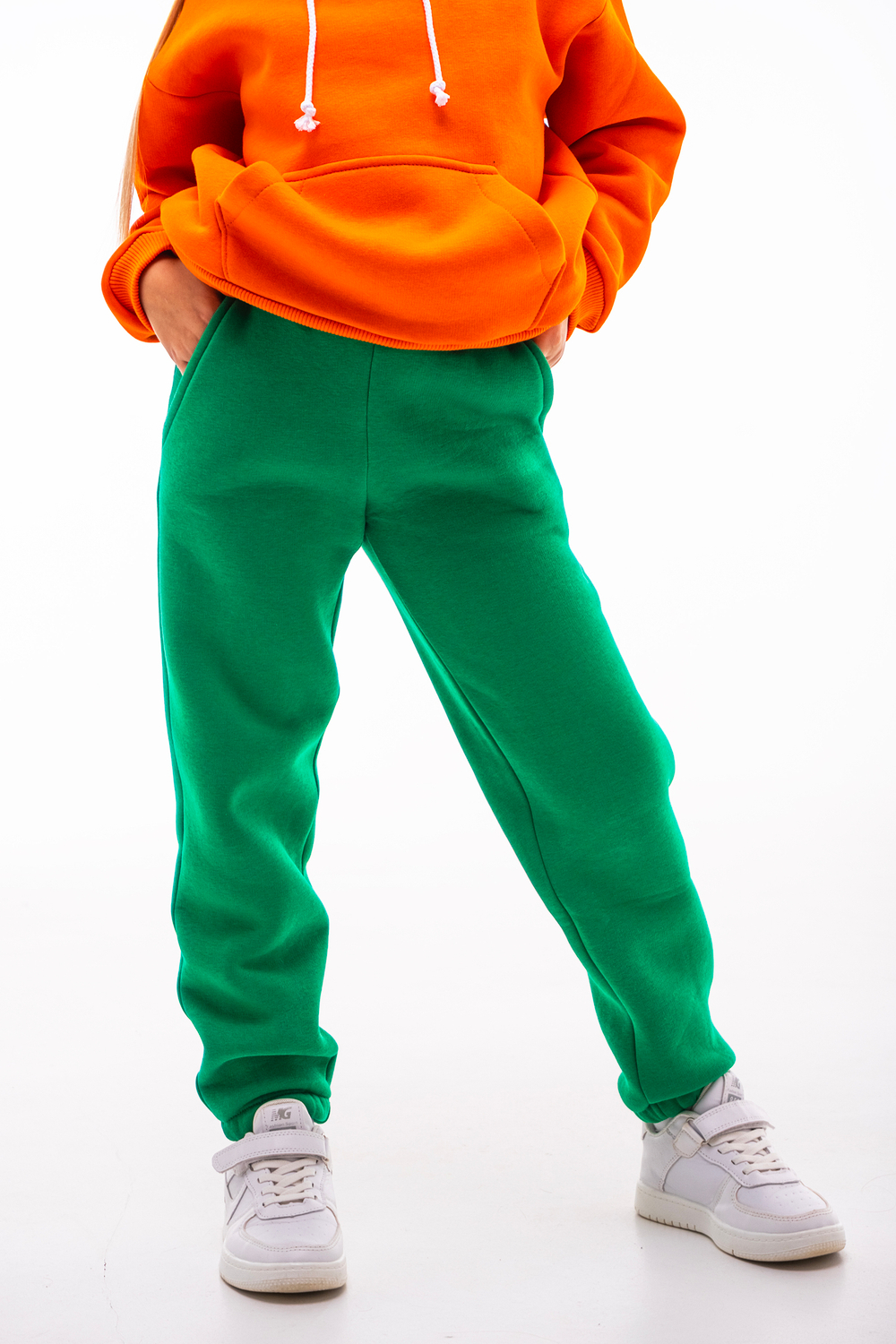 Дитячий спортивний утеплений костюм Kindamor Warm Autumn Orange для дівчинки, фліс помаранчевий з зеленим