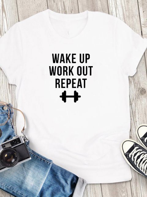 Футболка чоловіча біла Wake up. Work out. Repeat. ZuZu