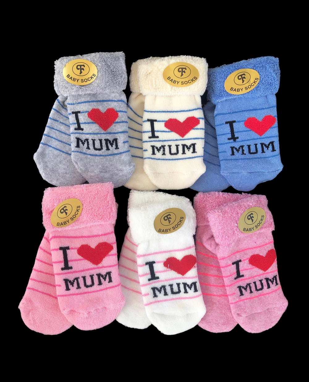 Шкарпетки "I love mum", махра ТМ "Baby socks" (0-6 міс)