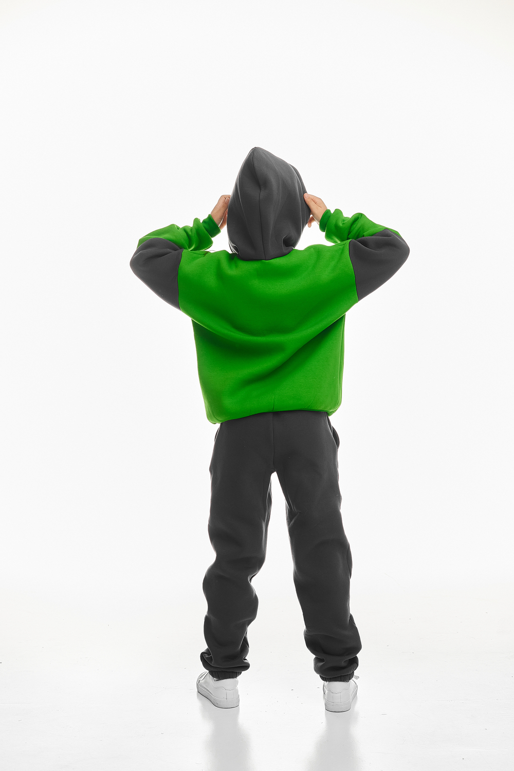 Дитячий спортивний утеплений костюм Kindamor Active Heat Grey/Green, фліс для дівчинки