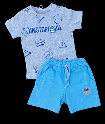 Костюм 2в1: шорти, футболка "Stop", бавовна ТМ "V-Tex", "OVS" (80 см)