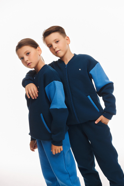 Дитячий спортивний утеплений костюм Kindamor Little Explorer Blue, фліс, на змійці, для хлопчика