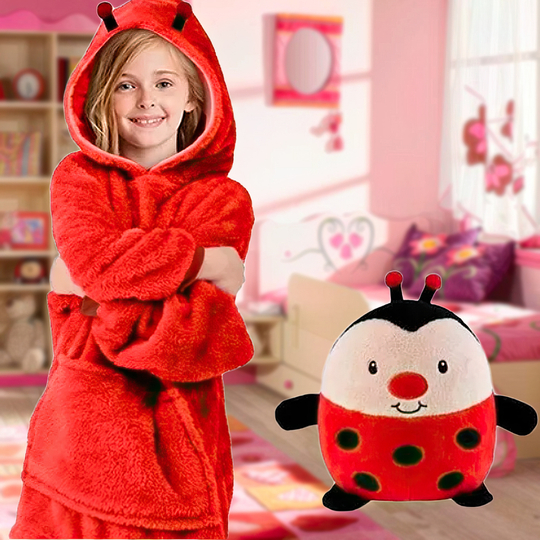 Детский плед толстовка с капюшоном и рукавами huggle pets hoodie Красная божья коровка
