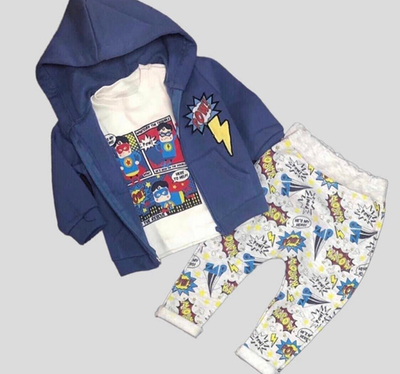 Костюм 3в1: кофта, штани, реглан "POW", бавовна, трьохнитка з начосом "Baray"