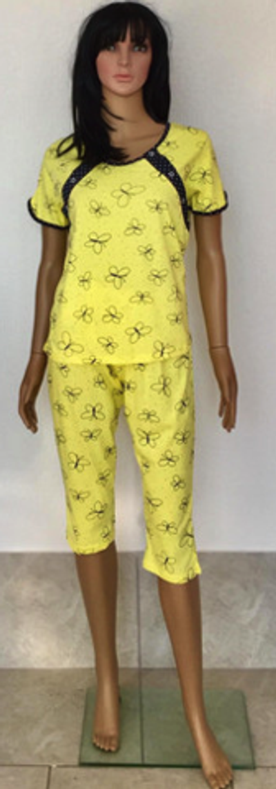 Піжама, бавовна: футболка, бріджи "Квіточка" (розмір М-L)