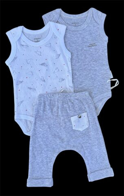 Набір одягу для хлопчика: боді-майки, штани "Seal", рібана ажур ТМ "Andy Wawa" (62 см)