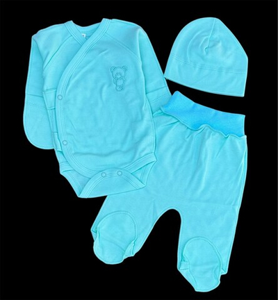 Комплект 3в1: боді, повзунки, шапочка "Ведмедик", інтерлок ТМ "UA" (56 см)