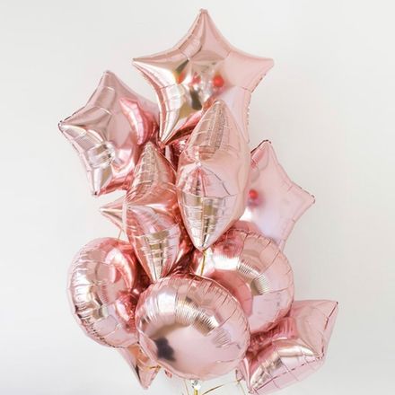 Шарики розовое золото сердца и звезды для девушки