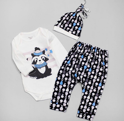 Костюм 3в1: боді з довгим рукавом, штани, шапочка, бавовна ТМ "MiniWorld" (68 см)