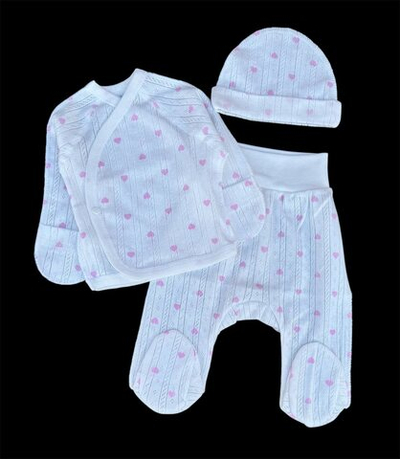 Комплект 3в1: льоля, повзунки, шапочка "Серденько", рібана трансфер ТМ “Happy ТoТ” (56 см)