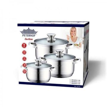 Набір каструль 6 попер. Peterhof PH-15744 (2,1 л. 2,9 л. 3,9 л.)