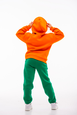 Дитячий спортивний утеплений костюм Kindamor Warm Autumn Orange для дівчинки, фліс помаранчевий з зеленим
