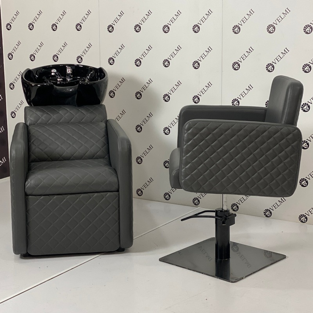 Комплект парикмахерской мебели Polo Premium Lux Black на квадрате