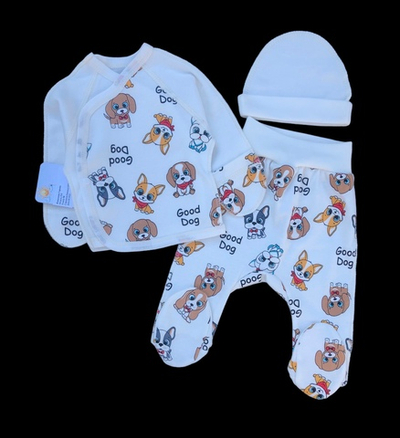 Комплект 3в1: льоля, повзунки, шапочка "Принт", інтерлок ТМ “Happy” (56 см)