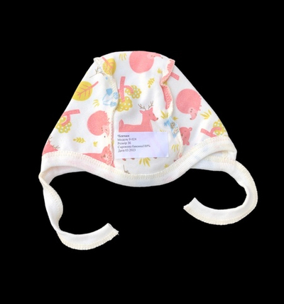 Шапочка із завязками, інтерлок ТМ "Happy ToT" (0-1 міс, 36 см)