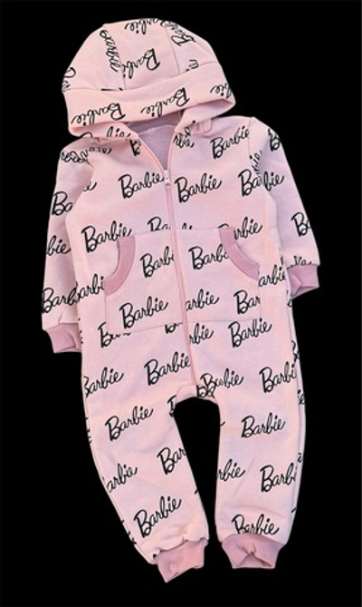 Комбінезон (ромпер) з капюшоном «Барбі», трьохнитка з начосом
