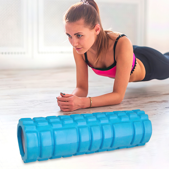 Ролик для йоги та фітнесу, 30х10 см масажний ролик для спорту Блакитний/IGR24