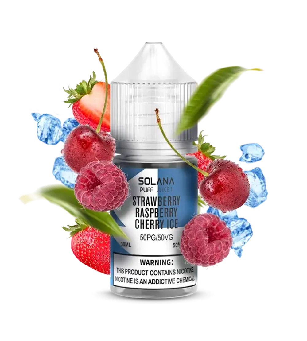 Солевая Жидкость Solana Strawberry Raspberry Cherry Ice (Солана Клубника Малина Вишня Лед) 30ml 50mg