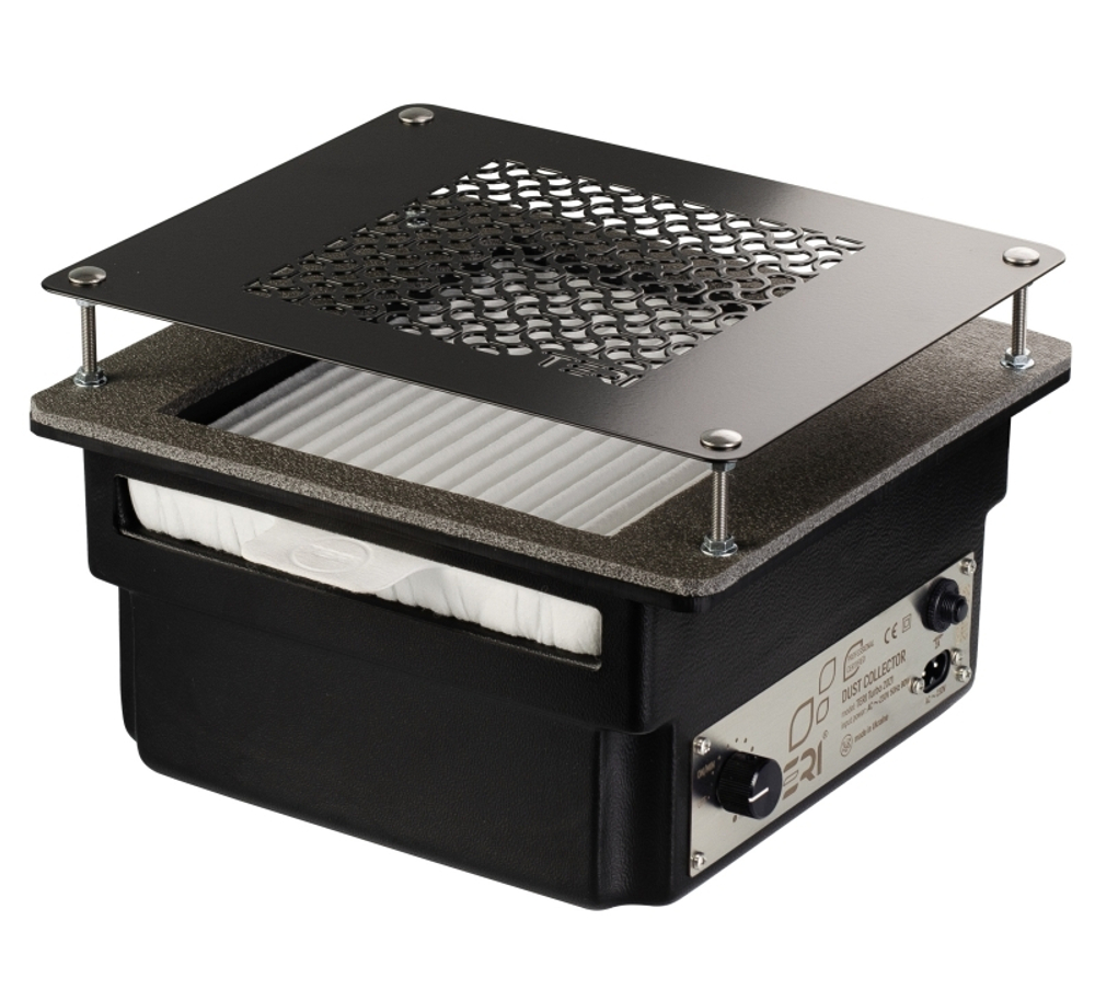 Врезная маникюрная вытяжка с HEPA фильтром Teri Turbo, цвет черный (сетка черная)