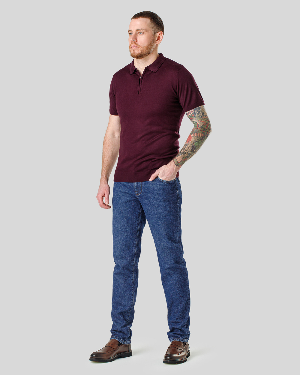 Футболка чоловіча на блискавці бордова (арт. 7462300206)