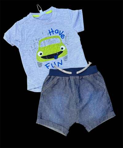 Костюм 2в1: шорти, футболка "Fun", бавовна, котон ТМ "OVS", "George" (80 см)
