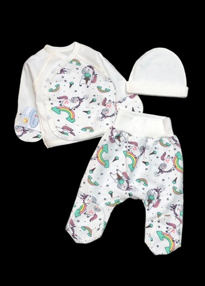 Комплект 3в1: льоля, повзунки, шапочка "Принт", інтерлок ТМ “Happy” (56 см)