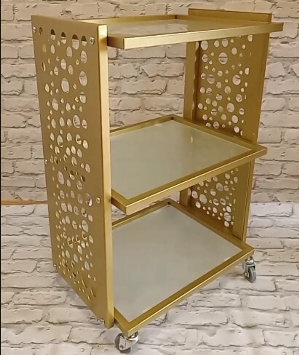Косметологическая тележка S2-round gold