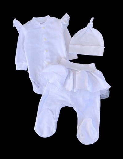 Комплект 3в1 : боді з довгим рукавом, повзунки, шапочка «Ніжність», інтерлок ТМ "Happy TOT" (62 см)