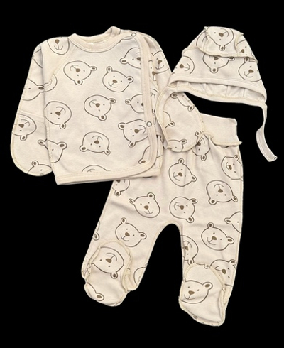 Комплект 3в1: сорочечка, повзунки, шапочка "Ведмедики", інтерлок ТМ “Ua” (56 см)