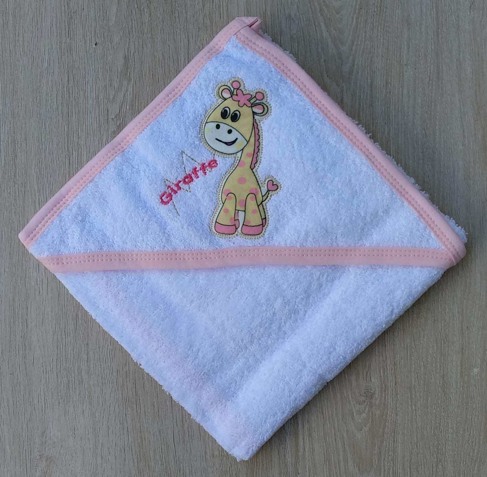 Рушник з капюшоном "Жирафеня" 75x80 см, махра ТМ "Ramel"